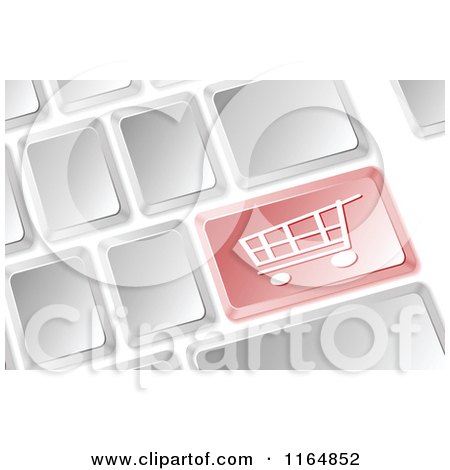 Clipart of a 3d Computer Keyboard with a Shopping Cart Button - Royalty Free Vector Illustration by Andrei Marincas
