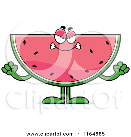 Cartoon of a Mad Watermelon Mascot - Royalty Free Vector Clipart by Cory Thoman