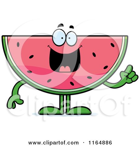 Cartoon of a Watermelon Mascot with an Idea - Royalty Free Vector Clipart by Cory Thoman