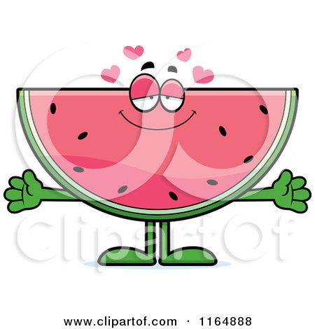 Cartoon of a Loving Watermelon Mascot - Royalty Free Vector Clipart by Cory Thoman