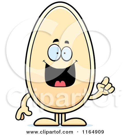 Cartoon of a Seed Mascot with an Idea - Royalty Free Vector Clipart by Cory Thoman