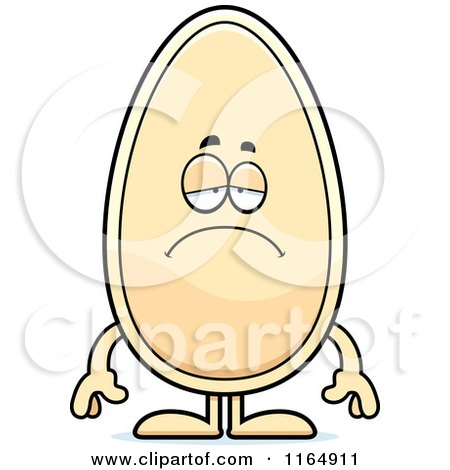 Cartoon of a Depressed Seed Mascot - Royalty Free Vector Clipart by Cory Thoman