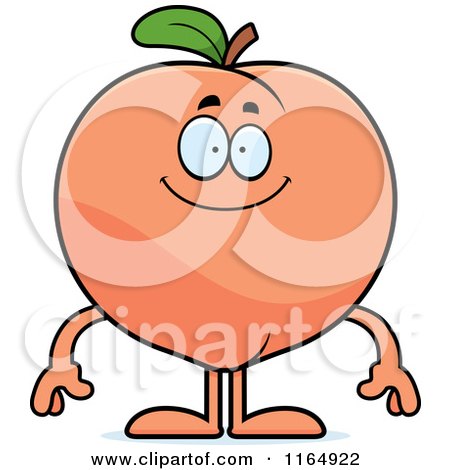 Cartoon of a Happy Peach Mascot - Royalty Free Vector Clipart by Cory Thoman
