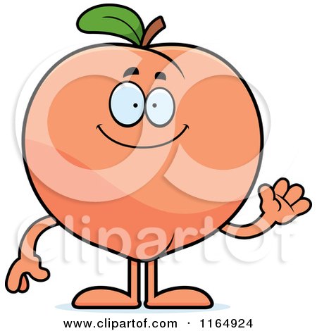 Cartoon of a Waving Peach Mascot - Royalty Free Vector Clipart by Cory Thoman
