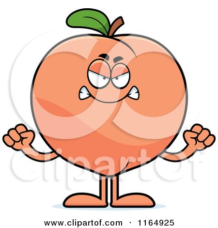 Cartoon of a Mad Peach Mascot - Royalty Free Vector Clipart by Cory Thoman