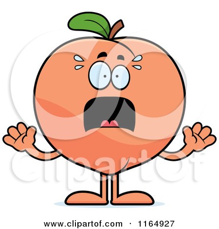 Cartoon of a Scared Peach Mascot - Royalty Free Vector Clipart by Cory Thoman