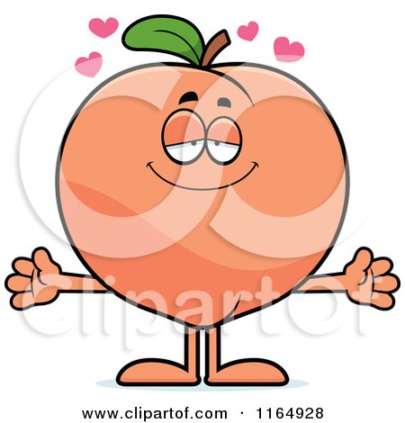 Cartoon of a Loving Peach Mascot - Royalty Free Vector Clipart by Cory Thoman