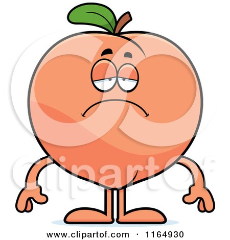Cartoon of a Depressed Peach Mascot - Royalty Free Vector Clipart by Cory Thoman