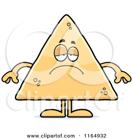 Cartoon of a Depressed Tortilla Chip Mascot - Royalty Free Vector Clipart by Cory Thoman