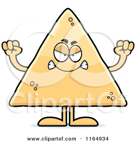 Cartoon of a Mad Tortilla Chip Mascot - Royalty Free Vector Clipart by Cory Thoman