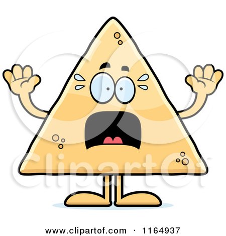 Cartoon of a Scared Tortilla Chip Mascot - Royalty Free Vector Clipart by Cory Thoman