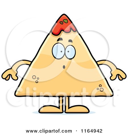 Cartoon of a Surprised TORTILLA Chip with Salsa Mascot - Royalty Free Vector Clipart by Cory Thoman