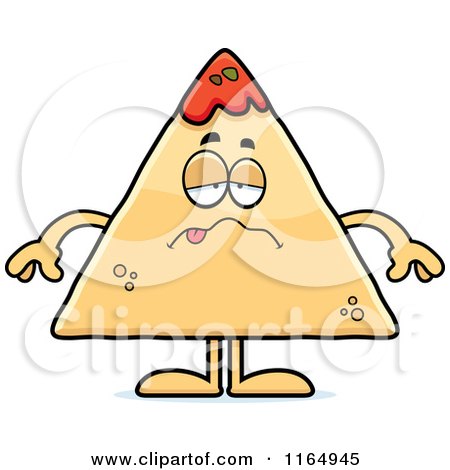 Cartoon of a Sick TORTILLA Chip with Salsa Mascot - Royalty Free Vector Clipart by Cory Thoman