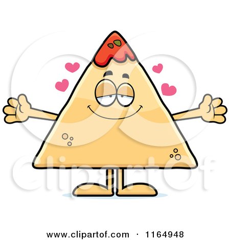 Cartoon of a Loving TORTILLA Chip with Salsa Mascot - Royalty Free Vector Clipart by Cory Thoman