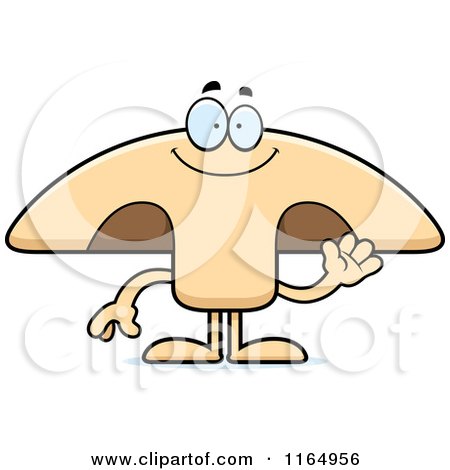 Cartoon of a Waving Mushroom Mascot - Royalty Free Vector Clipart by Cory Thoman
