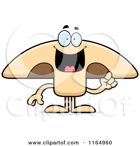 Cartoon of a Mushroom Mascot with an Idea - Royalty Free Vector Clipart by Cory Thoman