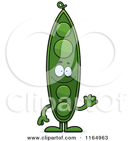 Cartoon of a Waving Pea Pod Mascot - Royalty Free Vector Clipart by Cory Thoman