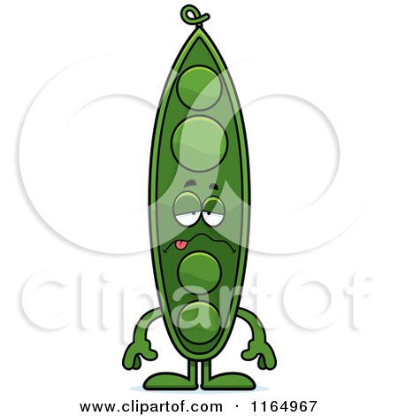 Cartoon of a Sick Pea Pod Mascot - Royalty Free Vector Clipart by Cory Thoman