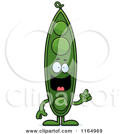 Cartoon of a Pea Pod Mascot with an Idea - Royalty Free Vector Clipart by Cory Thoman