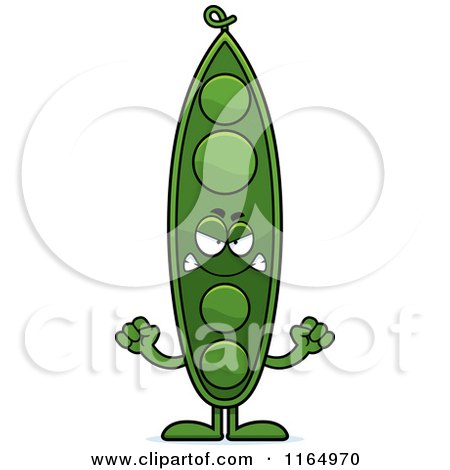 Cartoon of a Mad Pea Pod Mascot - Royalty Free Vector Clipart by Cory Thoman