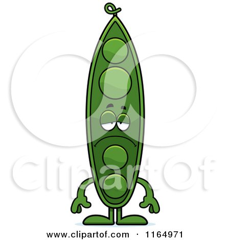Cartoon of a Depressed Pea Pod Mascot - Royalty Free Vector Clipart by Cory Thoman