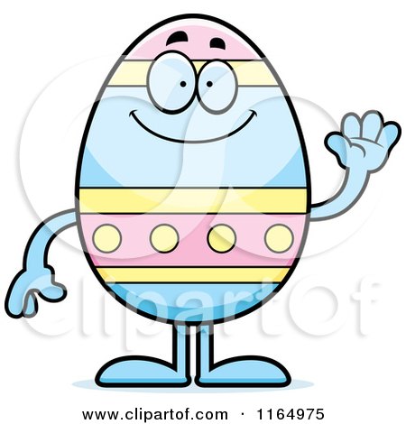 Cartoon of a Waving Easter Egg Mascot - Royalty Free Vector Clipart by Cory Thoman