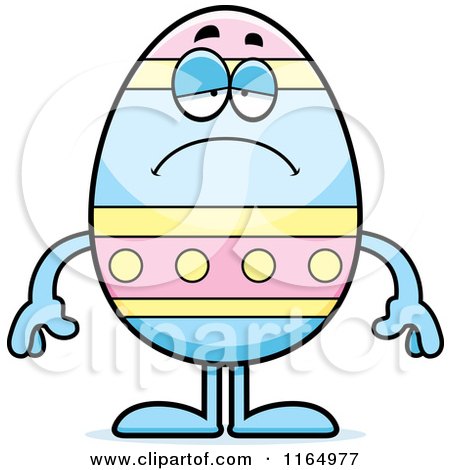 Cartoon of a Depressed Easter Egg Mascot - Royalty Free Vector Clipart by Cory Thoman