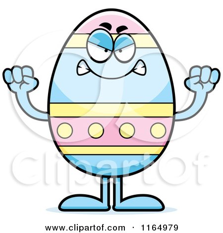 Cartoon of a Mad Easter Egg Mascot - Royalty Free Vector Clipart by Cory Thoman