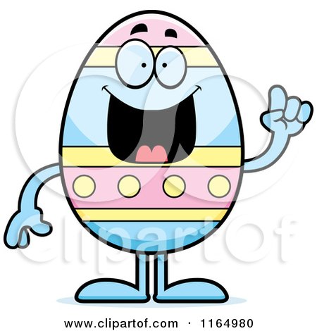Cartoon of a Smart Easter Egg Mascot with an Idea - Royalty Free Vector Clipart by Cory Thoman