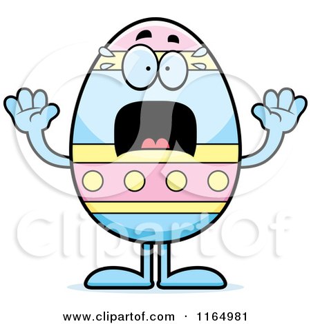 Cartoon of a Screaming Easter Egg Mascot - Royalty Free Vector Clipart by Cory Thoman