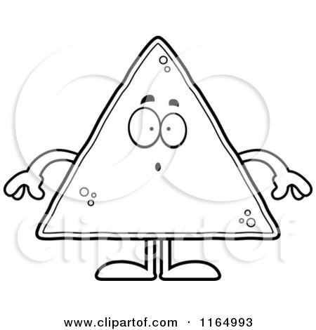 Cartoon Clipart Of A Surprised Tortilla Chip Mascot - Vector Outlined Coloring Page by Cory Thoman