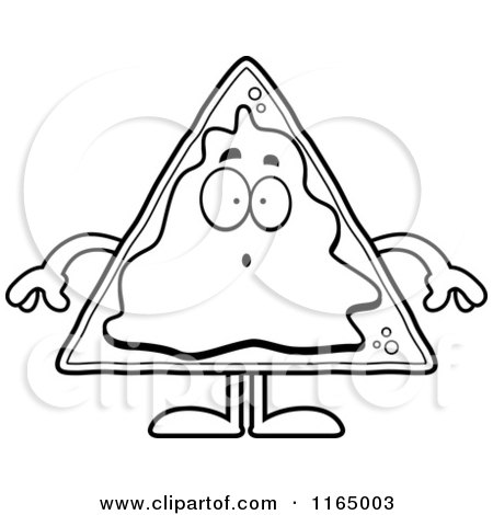 Cartoon Clipart Of A Surprised Nacho Mascot - Vector Outlined Coloring Page by Cory Thoman
