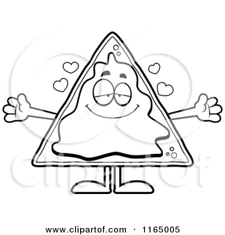 Cartoon Clipart Of A Loving Nacho Mascot - Vector Outlined Coloring Page by Cory Thoman