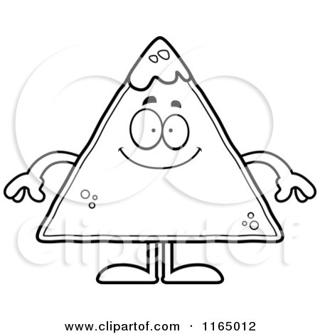 Cartoon Clipart Of A Happy TORTILLA Chip with Salsa Mascot - Vector Outlined Coloring Page by Cory Thoman
