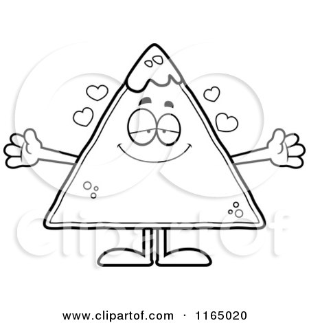 Cartoon Clipart Of A Loving TORTILLA Chip with Salsa Mascot - Vector Outlined Coloring Page by Cory Thoman