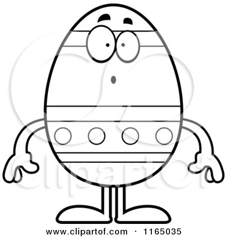 Cartoon Clipart Of A Surprised Easter Egg Mascot - Vector Outlined Coloring Page by Cory Thoman