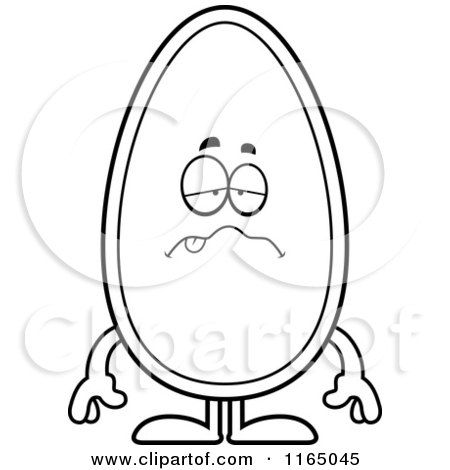 Cartoon Clipart Of A Sick Seed Mascot - Vector Outlined Coloring Page by Cory Thoman