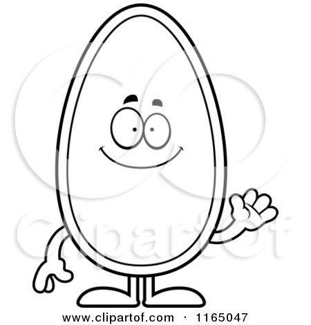Cartoon Clipart Of A Waving Seed Mascot - Vector Outlined Coloring Page by Cory Thoman