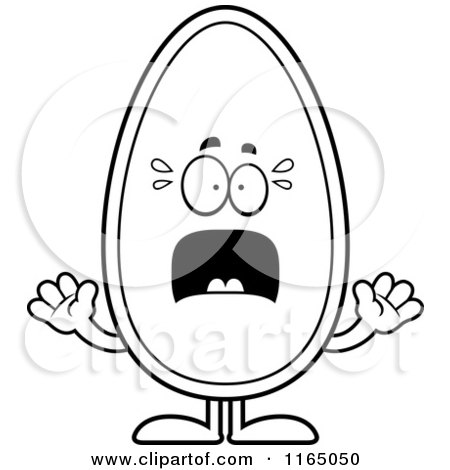 Cartoon Clipart Of A Scared Seed Mascot - Vector Outlined Coloring Page by Cory Thoman