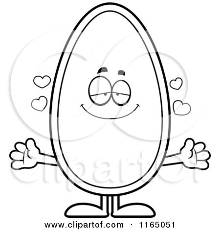 Cartoon Clipart Of A Loving Seed Mascot - Vector Outlined Coloring Page by Cory Thoman
