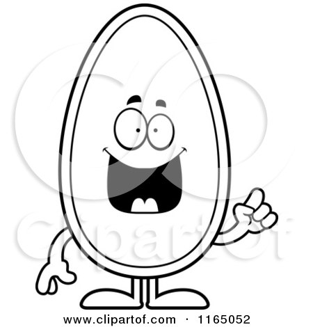 Cartoon Clipart Of A Seed Mascot with an Idea - Vector Outlined Coloring Page by Cory Thoman