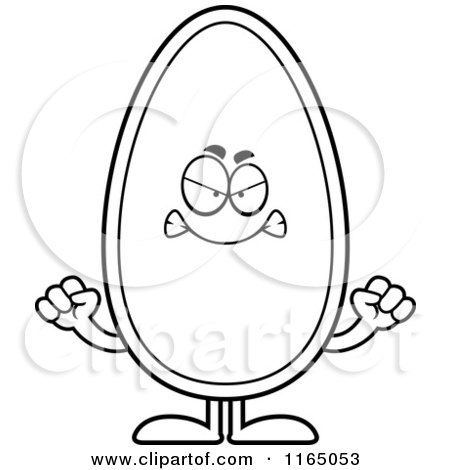 Cartoon Clipart Of A Mad Seed Mascot - Vector Outlined Coloring Page by Cory Thoman
