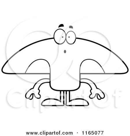 Cartoon Clipart Of A Surprised Mushroom Mascot - Vector Outlined Coloring Page by Cory Thoman