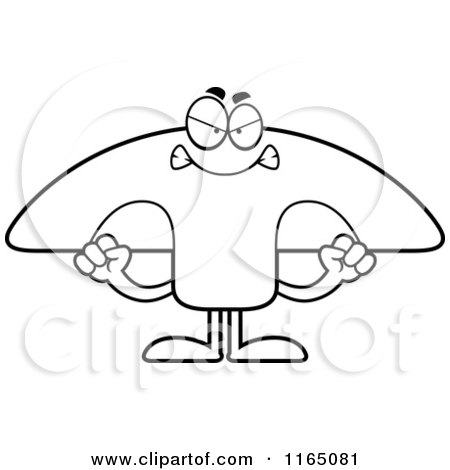 Cartoon Clipart Of A Mad Mushroom Mascot - Vector Outlined Coloring Page by Cory Thoman