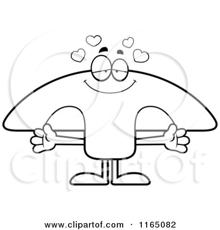 Cartoon Clipart Of A Loving Mushroom Mascot - Vector Outlined Coloring Page by Cory Thoman