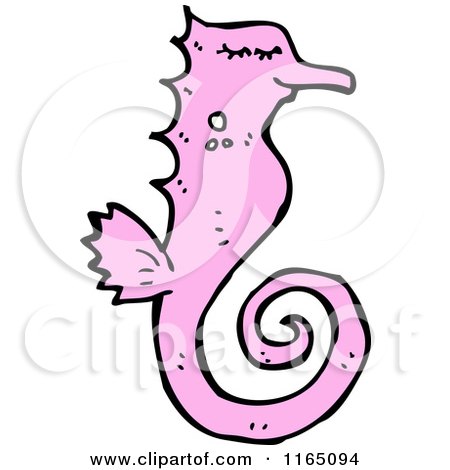 Cartoon of a Pink Seahorse - Royalty Free Vector Illustration by lineartestpilot