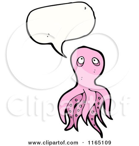 Cartoon of a Talking Pink Octopus - Royalty Free Vector Illustration by lineartestpilot