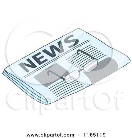 Cartoon of a Pair of Glasses on a Newspaper - Royalty Free Vector Clipart by Cherie Reve