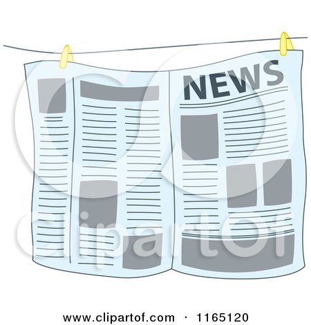 Cartoon of a Newspaper Hanging from a Wire - Royalty Free Vector Clipart by Cherie Reve