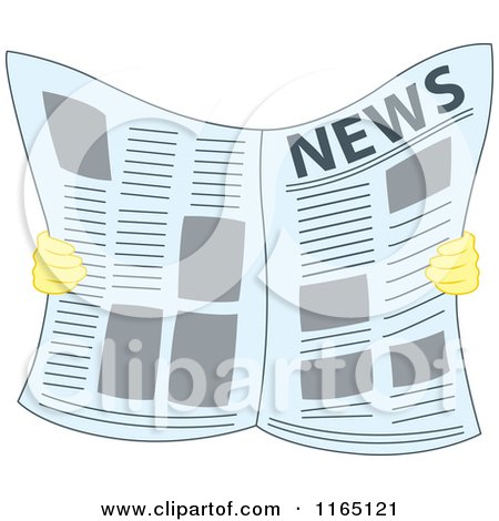Cartoon of a Pair of Hands Holding a Newspaper - Royalty Free Vector Clipart by Cherie Reve
